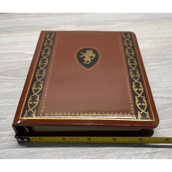 Brown Leather Planner Vintage Address Book Binder Alphabetical Tabs Lion Emblem - Picture 9 of 9